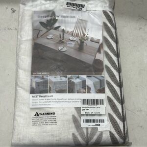 Linen Tablecloth Rectangle Deep Dream Cream Taupe Leaf Print 60 X 120 NEW